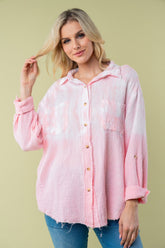 White Birch Full Size Long Sleeve Button-Down Tie Dye Shirt - Vibrant Cotton Comfort